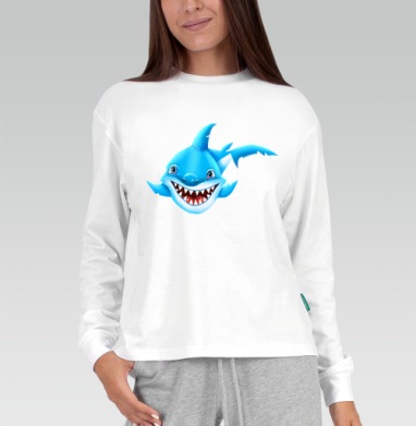Жизнерадостный морской хищник мультяшная синяя акула Smiling Blue Shark - Магазин футболок Iraya - Дизайнерские принты