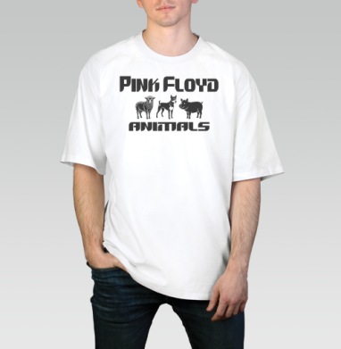 Стильная графика по мотивам альбома Pink Floyd Animals Пинк Флойд Животные, Футболка / Мужчинам / Оверсайз / Белая / C принтом