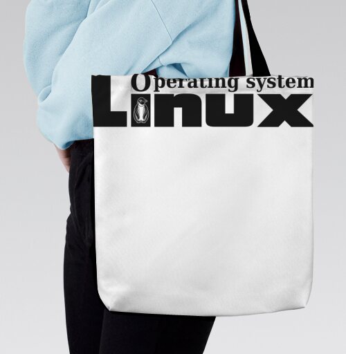 Лаконичный черно-белый логотип Linux с пингвином Tux Операционная Система - Магазин футболок Wladimir. Дизайнерские принты.