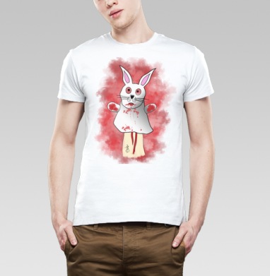 Кукла Заяц в Кровавом Тумане Ужасный Шоу, Футболка мужская Base белая