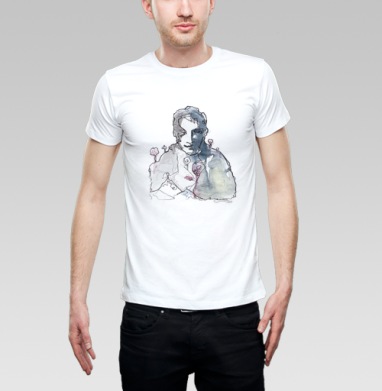 Мужской портрет акварелью внутренний конфликт спокойствие, Футболка мужская Base белая