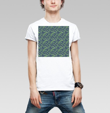 Еловые ветви на синем фоне для зимних нарядов и декора, Футболка мужская Base белая