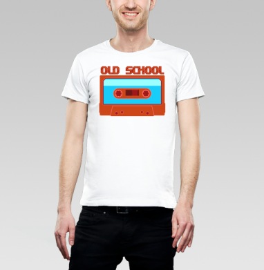 Яркая ретро аудиокассета OLD SCHOOL – стиль и ностальгия, Футболка мужская Base белая
