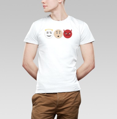 Символ внутреннего выбора: Ангел, Человек, Дьявол, Футболка мужская Base белая