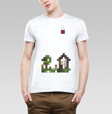 Tetris Rabbit – Тетрисный кролик сохраняет уют пока весь мир рушится, Футболка мужская Base белая