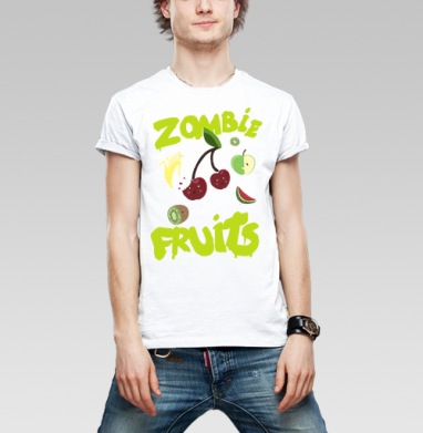 Неоновый принт Zombie Fruits с яркими фруктами, Футболка мужская Base белая