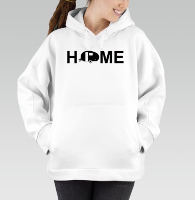 Самоделка logo_home_05.png, Толстовка / Женская/ Оверсайз / Начес / Белая / C принтом