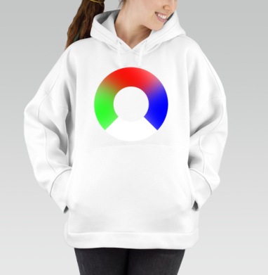 SS RGB / СС RGB, Толстовка / Женская/ Оверсайз / Начес / Белая / C принтом