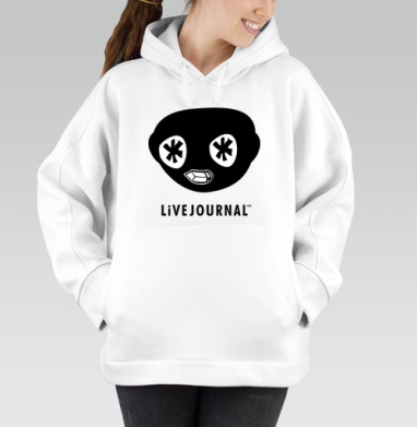Логотип LiveJournal Живой Журнал ЖЖ, Толстовка / Женская/ Оверсайз / Начес / Белая / C принтом