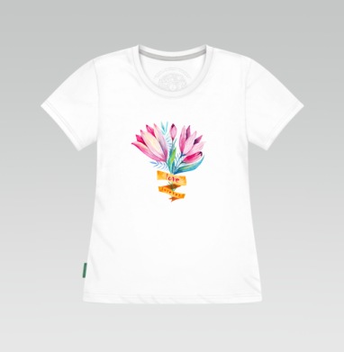 Букет вечной любви, Футболка женская белая 180гр