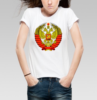 Новый герб, Футболка женская белая 180гр