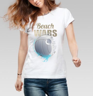 Футболка Beach Wars с волейбольным дизайном, Футболка женская белая 180гр