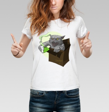 Shredingers cat free / Свободу коту Шрёдингера, Футболка женская белая 180гр