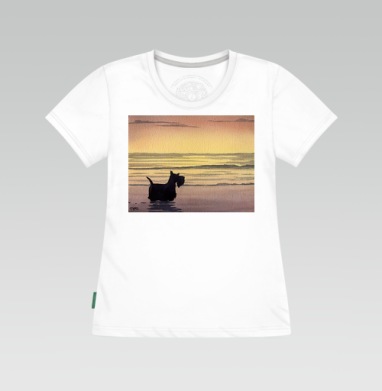 Scottish Terrier at sunset – Скотч терьер на закате Scottish Terrier sunset, Футболка женская белая 180гр