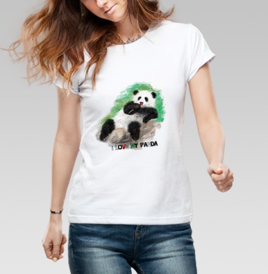 I love my panda / Я люблю мою панду, Футболка женская белая 180гр