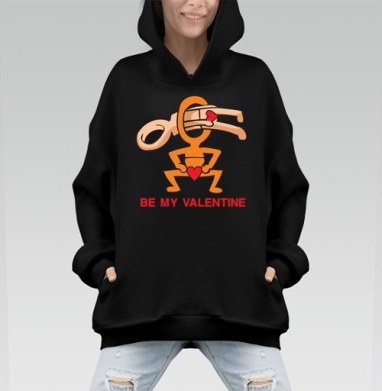 Стильные стилизованные стикмены с сердцами ко Дню святого Валентина BE MY VALENTINE - Hoodie Mono, черная, оверсайз, утепленная, страница 7