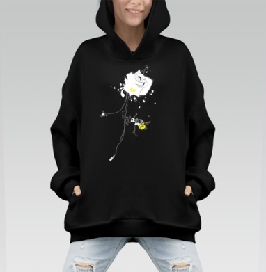 Белый цветок на жёлтом фоне с надписью mate happYM - Hoodie Mono, черная, оверсайз, утепленная, страница 7