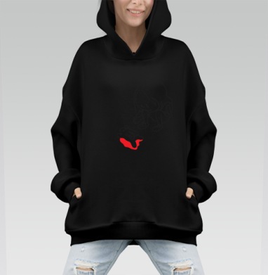 Маленькая девочка и мертвый кролик с красной лужей на земле - Hoodie Mono, черная, оверсайз, утепленная, страница 7
