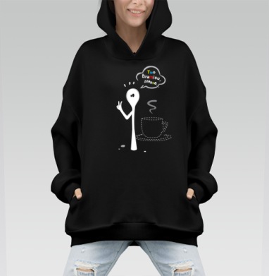 Заказ милой ложки десерт тирамису please - Hoodie Mono, черная, оверсайз, утепленная, страница 7