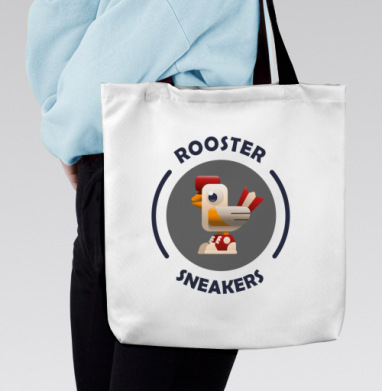Логотип ROOSTER Sneakers с петухом в кроссовках, Сумка с ручкой и внутренним карманом на молнии