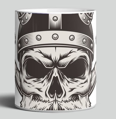 Викинг череп с топорами и текстом среди сильных воинов - Магазин футболок ururuty