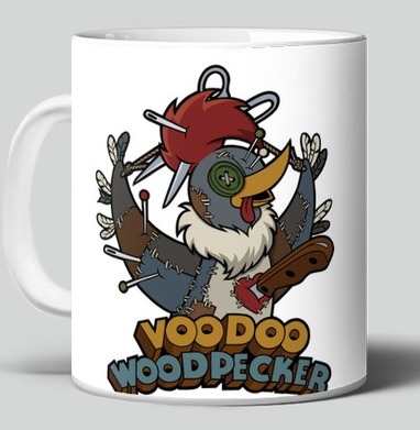 Voodoo Woodpecker Вуду дятел мультяшная стилизованная иллюстрация - Funny T-Shirts For Cheerful Life