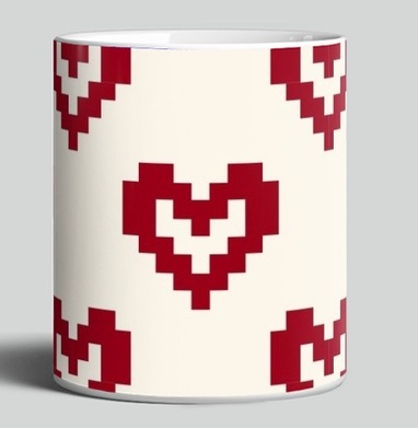 Пиксельные красные сердца на светлом фоне Pixel Hearts – Сердца - Магазин футболок Mimikry - Дизайнерские принты