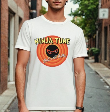 Ретро-логотип Ninja Tune в стиле Looney Tunes, Футболка мужская Base белая