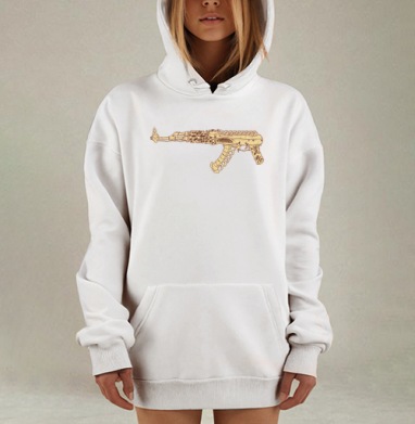 Автомат из костей на ярко-розовом фоне, Hoodie Mjhigh Dig, оверсайз, утепленная