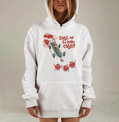 Безумная гонка овощей догоняй чтобы сделать кетчуп, Hoodie Mjhigh Dig, оверсайз, утепленная