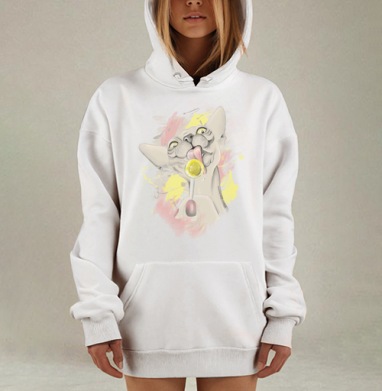 Игривый сфинкс с жёлтым леденцом, Hoodie Mjhigh Dig, оверсайз, утепленная