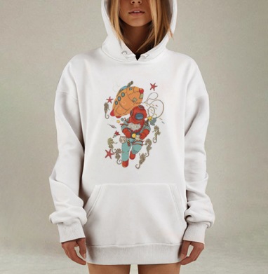 Deep Blue Christmas, Hoodie Mjhigh Dig, оверсайз, утепленная