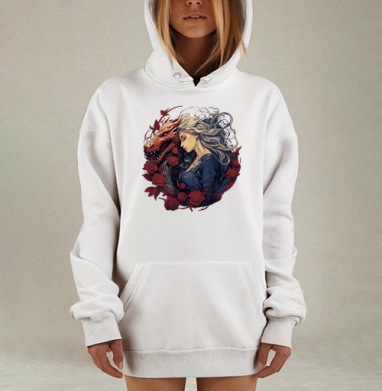 Дракон и Красавица: Гармония Сил и Красоты, Hoodie Mjhigh Dig, оверсайз, утепленная