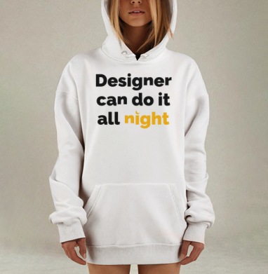 Футболка с принтом «Designer can do it all night», Hoodie Mjhigh Dig, оверсайз, утепленная