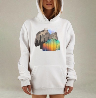 Двойная экспозиция — природа vs индустрия, Hoodie Mjhigh Dig, оверсайз, утепленная