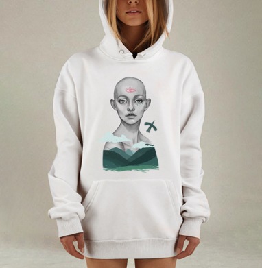 Мистический портрет с символом третьего глаза, Hoodie Mjhigh Dig, оверсайз, утепленная