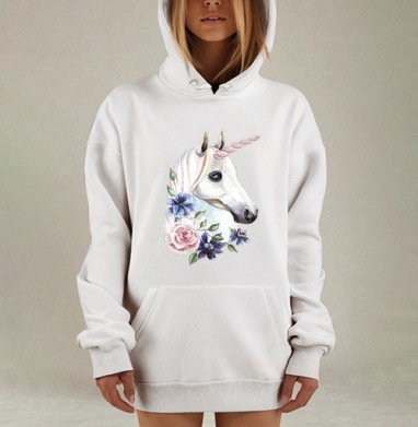 Нежный единорог с цветочной гривой, Hoodie Mjhigh Dig, оверсайз, утепленная