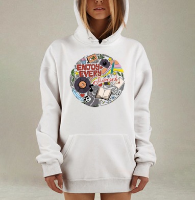 Наслаждайся каждым моментом жизни с вдохновением, Hoodie Mjhigh Dig, оверсайз, утепленная