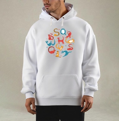 Игровой алфавит из кошек – яркий креатив, Толстовка Mjhigh, утепленная