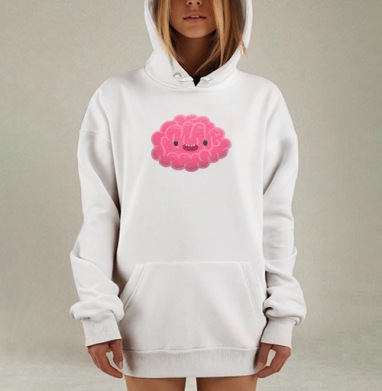 Милый розовый мозг в мультяшном стиле, Hoodie Mjhigh Dig, оверсайз, утепленная