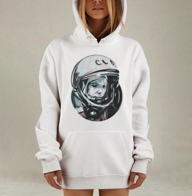 Портрет Юрия Гагарина в скафандре СССР, Hoodie Mjhigh Dig, оверсайз, утепленная