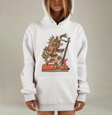 Музыкант древних цивилизаций с бас-гитарой, Hoodie Mjhigh Dig, оверсайз, утепленная