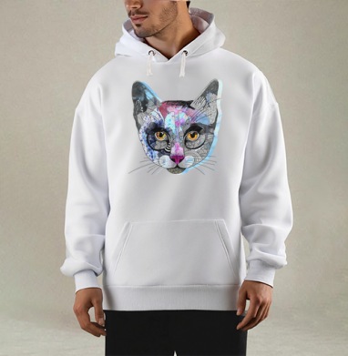 Кошка графика, Толстовка Mjhigh, утепленная