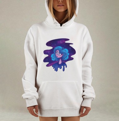 Сюрреалистичный персонаж с тремя глазами и синими волосами, Hoodie Mjhigh Dig, оверсайз, утепленная