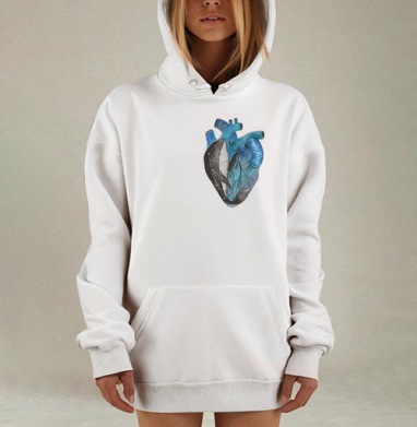 Акварельное сердце с космическими китами, Hoodie Mjhigh Dig, оверсайз, утепленная