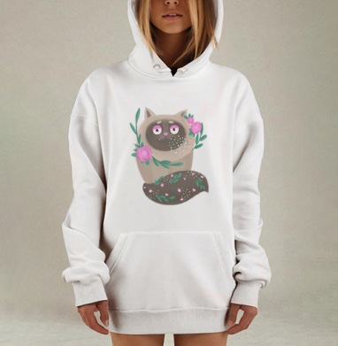 Кот Элвис, Hoodie Mjhigh Dig, оверсайз, утепленная