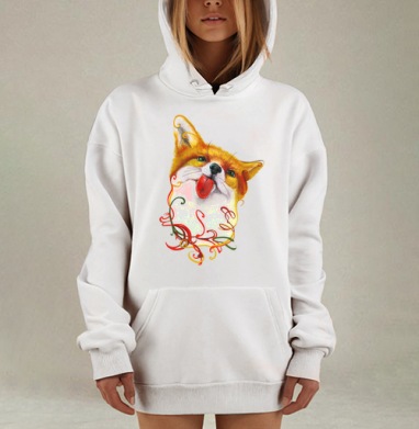 Лисёнок  АКВАРЕЛЬКА, Hoodie Mjhigh Dig, оверсайз, утепленная