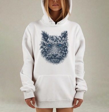 Лиственный тигр, Hoodie Mjhigh Dig, оверсайз, утепленная