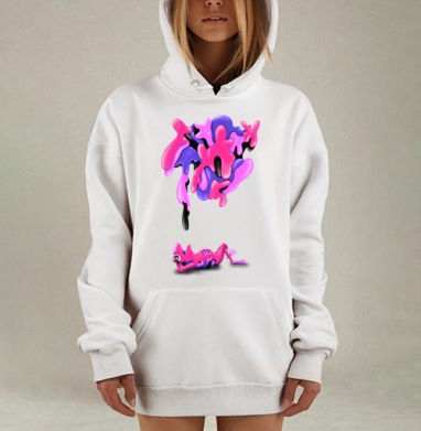 Сюжет метаморфозы с розовым существом и желе, Hoodie Mjhigh Dig, оверсайз, утепленная