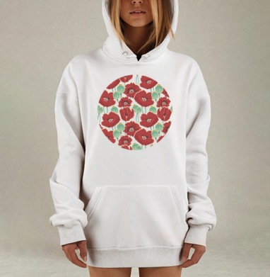 Маковое поле, Hoodie Mjhigh Dig, оверсайз, утепленная